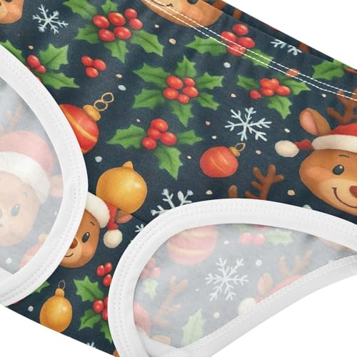 Joisal Cotton Girls Underwear Toddlers Cute Reindeer Santa Hats Blue Panties for Girl Fun Undies Kids Briefs 2t4
