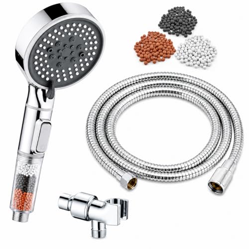 Regadera de mano filtrada Socila con botón On/Off, 6 modos de rociado, masajeador para espalda, reduce cloro y fluoruros, incluye manguera y soporte miniatura 1
