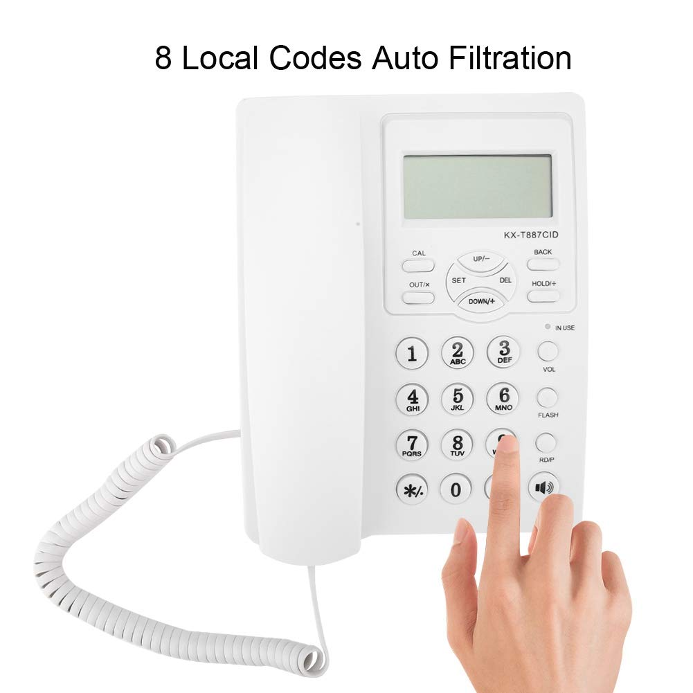 Garsent Schnurgebundes Telefon, DTMF/FSK Systeme Tisch Schnurtelefone mit Anrufe ID Display für Büro Zuhause(weiß)