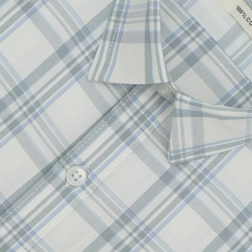 Image of GHPC 100% Cotton Checkered Half Sleeves Regular Fit Formal Shirt for Men