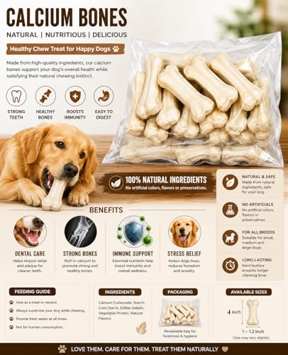 Image of Woofy Dog Chew White Bone 4 Inches Rawhide Bone Calcium Treat Chicken Flavour Chew Food (Pack of 10 Pcs)