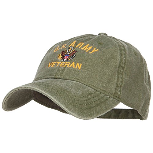 Otto:e4Hats Us Army Veteran Military Embroidered Washed Cap - Olive Osfm #TOP1