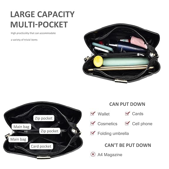 Image of Women's Handbag Tote Bag Premium PU Leather Shoulder Bag with Top Handle & Detachable Strap - Stylish Large Capacity Purse for Office, Casual & Party Use