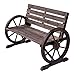 Outsunny Gartenbank 2-Sitzer Sitzbank Holzbank Wagenrad mit Armlehne Landhausstil Tannenholz Braun 105,5 x 56 x 75 cm