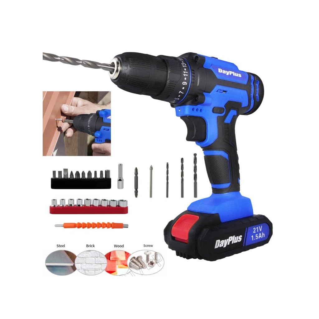 21-Max-Cordless-Drill-Set-Electric-Drill-Tool-Set-with-Drill-Electric-Drill-with-Variable-Speed-251-Torque-Setting-Power-Tools-Kit-26pcs-DrillDriver-Bits