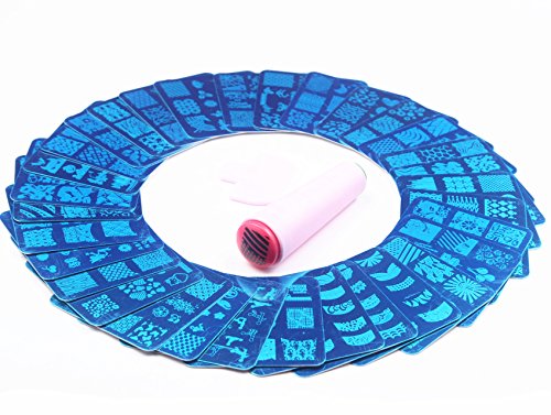 Finger Angel 32PCS Stamp Image Plate Stamping Nail Art DIY Image Plate Template haha001-032+1PCS Double Side XL Image Stamper+Scraper