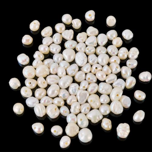 Image of Beadthoven 100 Natural Freshwater Cultured Pearls 3.5-5.5mm Irregular Potato Beads Boho Beads Oval Rice Loose Beads for Jewelry Making Bracelet Necklace Earrings Hole:0.5mm