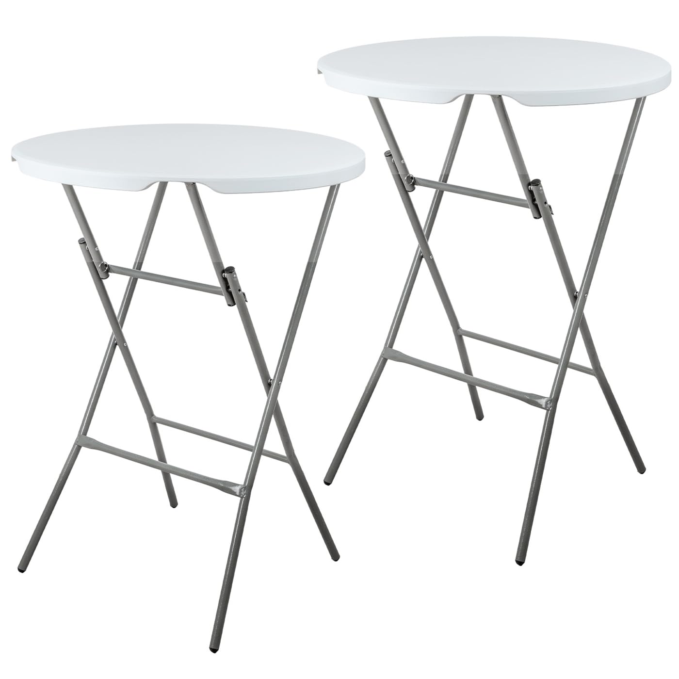 VOSS.garden 2X Stehtische Ø80cm/ 105cm, Hochtisch klappbar, Kunststoff & Stahlgestell