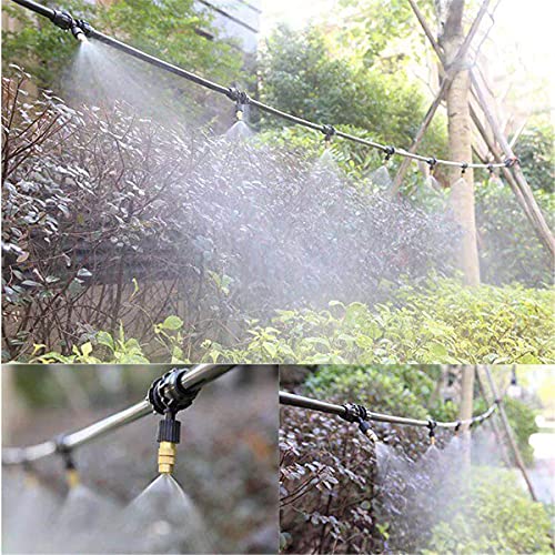 DIY Crafts Outdoor Garden Misting Cooling System Fitting Hose Nozzle Sprinkler Water Kit System Watering Irrigation Sprayer Misting Lawn Dno3 (5 Pcs Mist Kit, Included Pipe + Faucet Connector + Accessory)