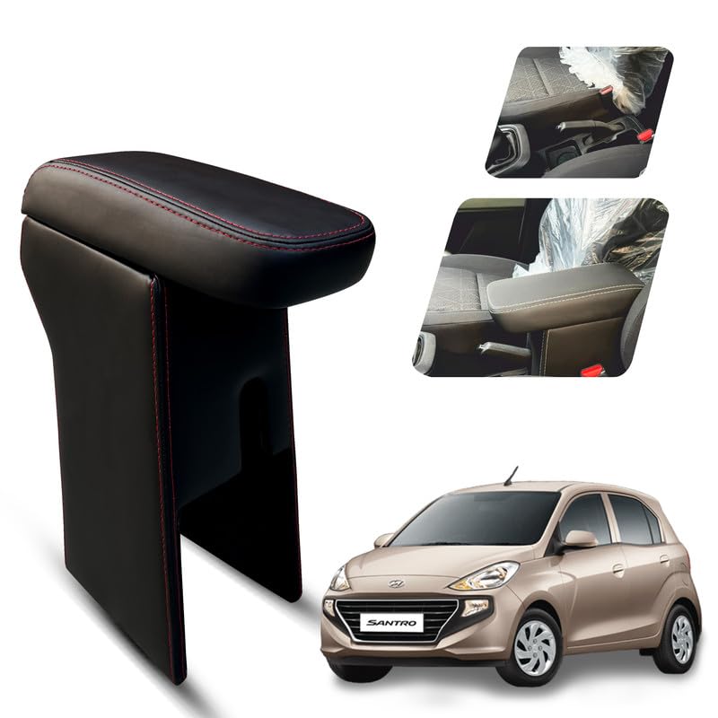 Carigiri Premium Finish Car Armrest with Storage Box And High Density Moulded Foam For Hyundai Santro (Models-2018-2024) (Black With Red Double Stitching,Nappa Leatherette)-picture-38