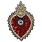 EMDOMO Beaded Milagro Heart Patches Flaming Sacred Heart Applique Mexican Folk Art Applique Decor Clothes Badges Sew On Patches Handmade DIY 2pieces (N
