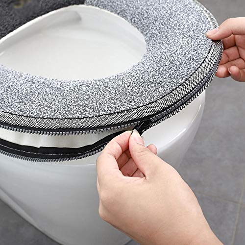 Liudan WC-Sitzkissen Badezimmer Warm Toilettensitz Winter-WC Waschmaschine WC-Sitz WC-Sitzauflage-Zipper WC Kissen Gepolsterte WC-Sitz-Toiletten-Trainings-Sitzabdeckung – Bild 7