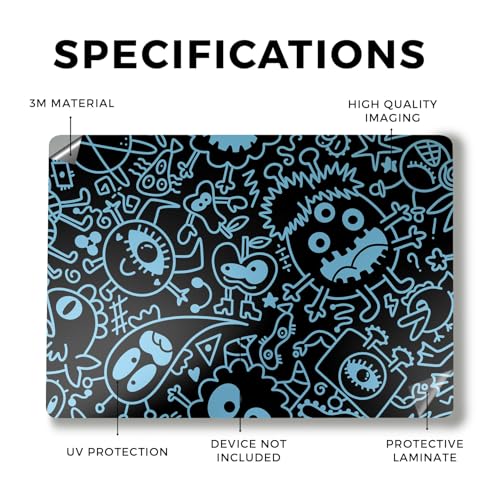 Image of Laptop Skin Compatible with Alienware M18 R2 (2024) - Dark Monster Doodles - Premium 3M Vinyl Protective Wrap Decal Cover - Easy to Apply | Crafted in The USA by MightySkins