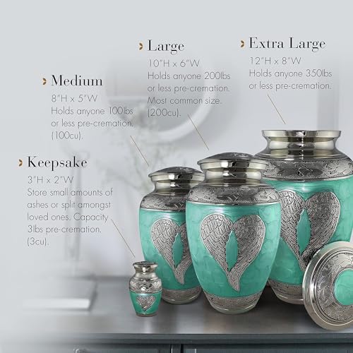 Image of Angel Green Cremation Urns for Human Ashes Adult Male Urns for Ashes