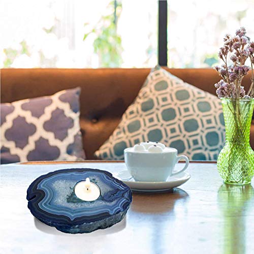 Amoystone Blue Agate Stone Tealight Candle Holder & Cross Himalayan Salt Lamp For Home Decors #TOP1