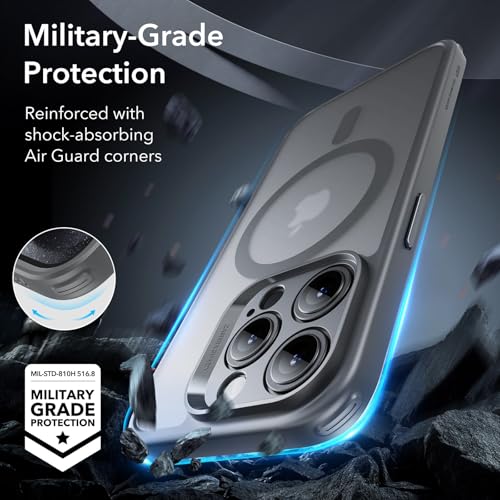 Image of ESR TPU for iPhone 15 Pro Max Case(5 in 1) Set,Translucent Matte Case with Screen Protector&Camera Lens Protectors,Compatible with Magsafe,Military-Grade Protection,Classic Series,Frosted Gray