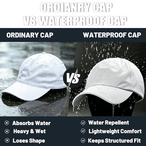 Image of Waterproof Baseball Cap for Men Women, UPF 50+ Breathable Quick-Dry Rain Hat for Running Golf Hiking
