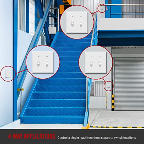 Enerlites 20 Amp Toggle Light Switch, 4-Way, 20A 120/277V, Grounding Screw, Heavy Duty Commercial Grade, Ul Listed, 84201-W, White #TOP1