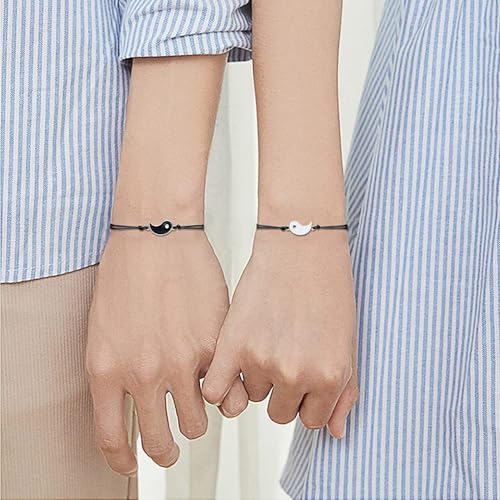 Image of YouBella Jewellery Stylish latest Gifts Friendship Day Best Friends Adjustable Ying Yang Bracelet Set for Men /Women /Girls /Boys (Black) (YBBN 92246A)