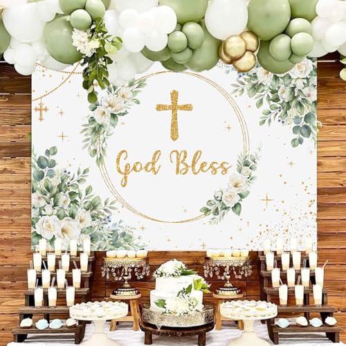 Fondo decorativo God Bless 8x6ft blanco miniatura 5