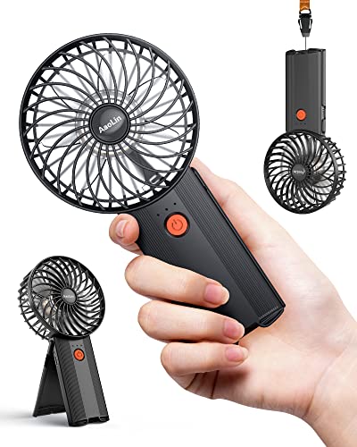 AaoLin Handheld Fan [6-15H Working Time] Foldable Hand Held Fan USB Rechargeable, 4 Speeds Portable Personal Mini Fan, Battery Operated Desk Fan for Stylish Girl Women Travel/Commute/Makeup/Office