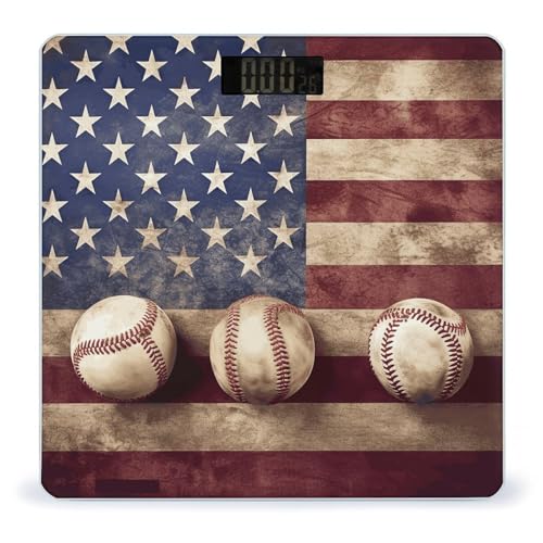 Báscula digital con diseño bandera y béisbol 400lb