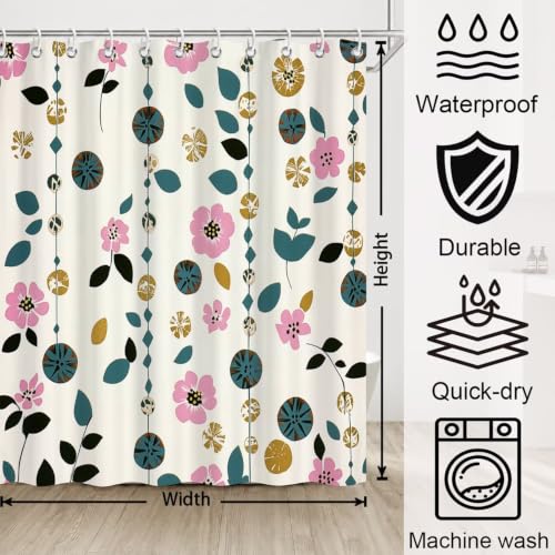 Rideau douche fleur 120x150 cm en tissu polyester lavable - 8