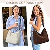 Chase Chic Cord Umhängetasche Damen,Große Schultertasche mit Verstellbarem Riemen,Casual Shopper Tasche Damen für Arbeit Büro Schule Reisen Braun #1