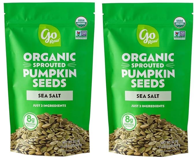 Sprouted Organic Pumpkin Seeds with Sea Salt, 22 Ounce (2 Bags)