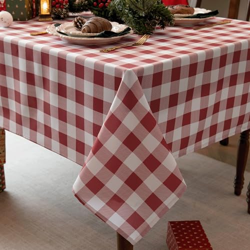 Essifunia Classic Gingham Plaid Tablecloth Fabric - Rectangular 58x102 Inch Water Resistant Checked Table Cloth for Indoor/Outdoor Use - Table Cover for Kitchen, Picnics, Gardens, and Parties