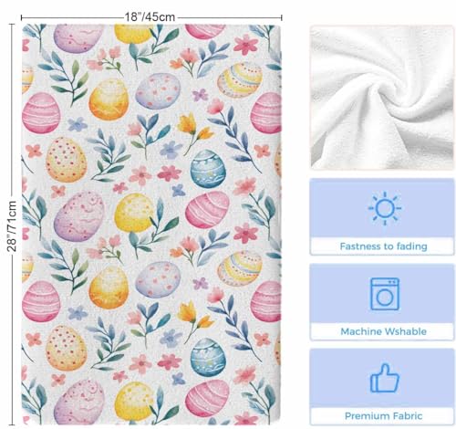 Image of Easter Kitchen Towels Easter Eggs Colorful HHand Towels Spring Flower Seasonal Spring Decoration Dish Towel Soft Absorbent Quick Drying 3 Pack Dish Cloths 18x28 Inch