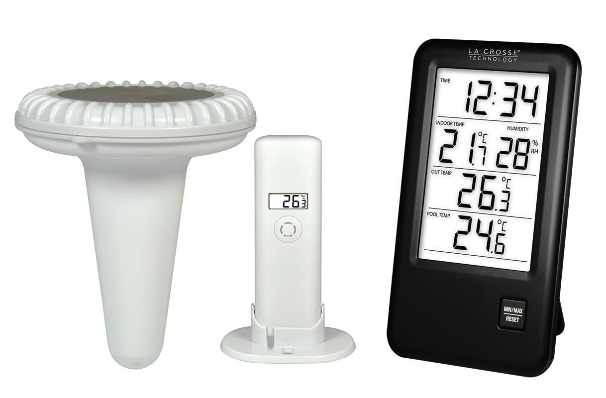 La Crosse Technology WS9068 Station de température avec sonde pour piscine - Ecran Français - Noir