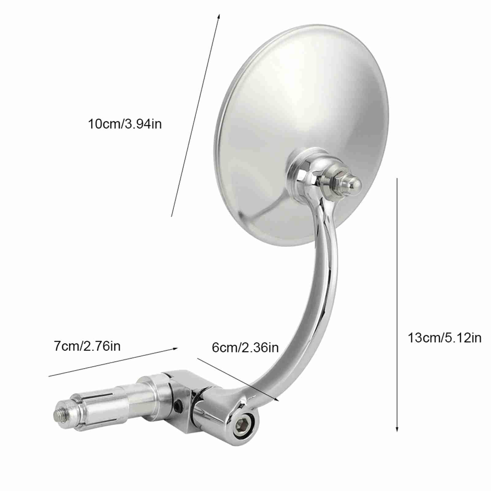 Changor 1 para motocyklowe lusterko wsteczne vintage okrągłe lusterko wsteczne średnica 10 cm srebrny motocykl zmodyfikowane wyścigi wsteczne lusterko boczne pasuje do motocykla z drążkiem 7/8" (22 mm)