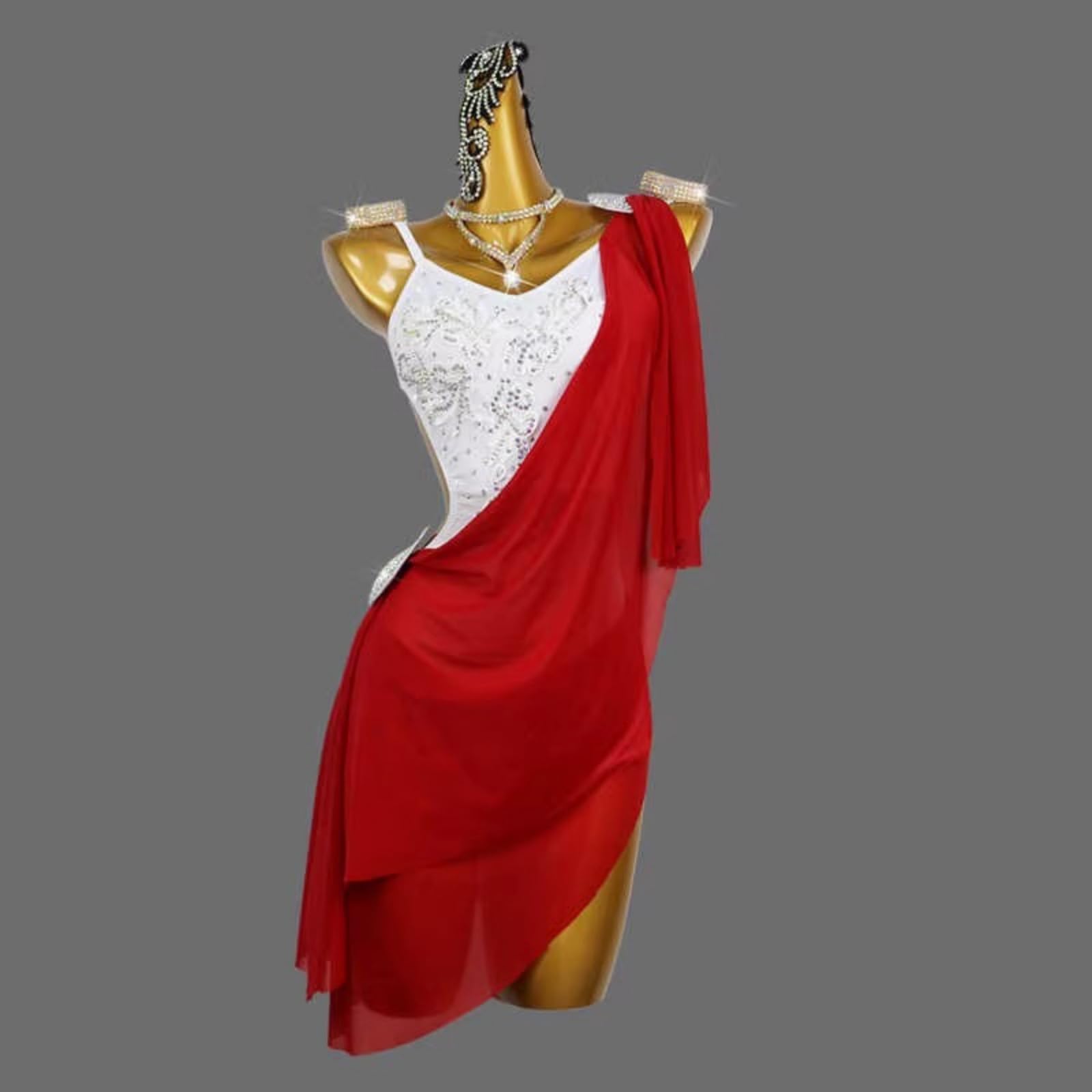Frauen Latein Tanzkleid, Erwachsene Strass Hohle Rücken Latein Tanzkleider Hosenträger Ärmelloses Wettkampfkleid Für Gesellschaftstanz Tango Cha Cha Tanz Outfit