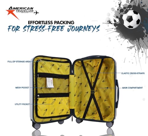 Image of AMERICAN TRAVELLER GlideSport Trolley Bags | 360 Disc Wheels | Durable Hard Shell, 360 Disk Wheels, TSA Type Lock, Heavy-Duty Lining, Football Splash