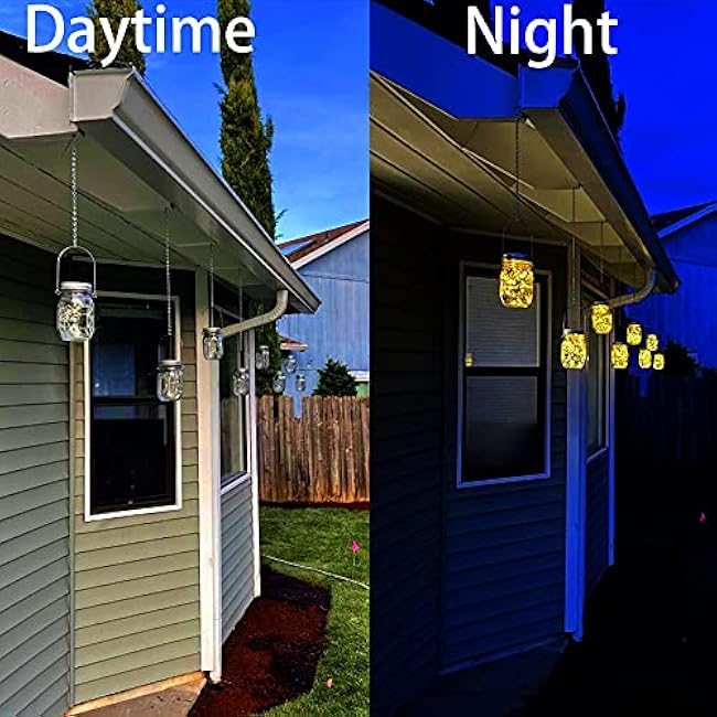 Solar Mason Jar Lights,4 Pack 30 Led Starry Fairy String Hanging Jar Lights,Solar Lanterns for Outdoor Patio Party Garden Wedding Christmas Decorations Lights(Mason Jars/Handles Included)