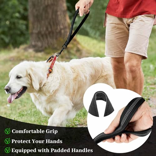 2 Stuck Hundeleine Kurz 30 cm,Kurze Leine für Hunde, Kurzleine Hund mit Gepolsterten Griff, Hundeleine Kurz um 360° Drehbar Reflektierend Nylon Hunde Schleppleine für Große und Mittlere Hund(Schwarz)