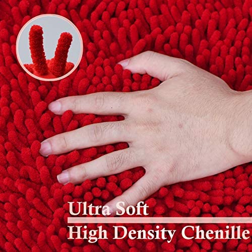 Image of Red Bathroom Rugs Non Slip Thick Bath Mat Sets 3 Piece, Thickened Bath Mats for Bathroom,Bath Rugs Quick Dry Machine Washable for Shower Mat-Rugs for Living Room-Christmas Decorations Bthroom Set