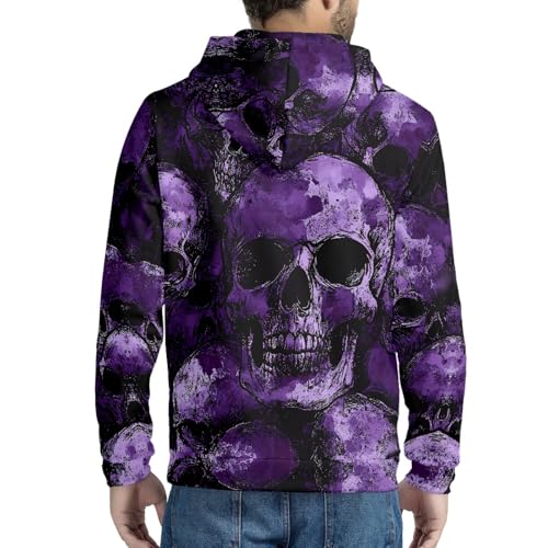 Mens Hoodies Zip up Cool 3D Skull Print Hoodie Long Sleeve Casual Sweatshirts with Pocket4