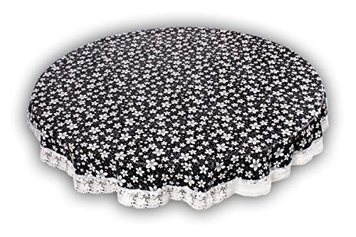 Image of The Furnishing Tree Round Shaped 4 Seater Table Cover WxL 60x60 inches with White Border lace