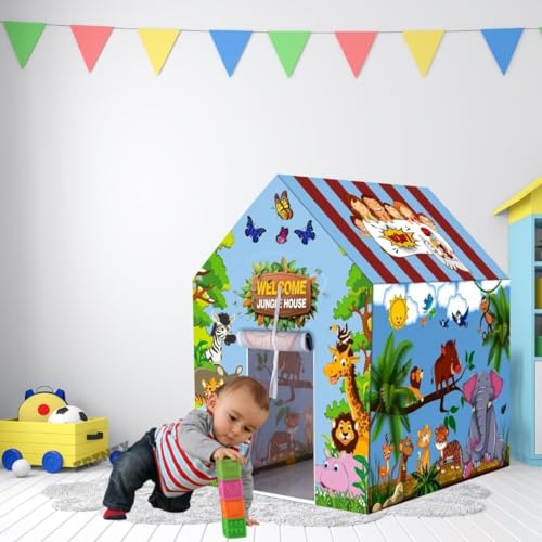 Image of Shree Incorporation Play House for Kids Jumbo Size Extremely Light Weight, Waterproof Kids Play Tent House for Girls Boys | Water Repellent Big Size (Jungle Style Theme Y)