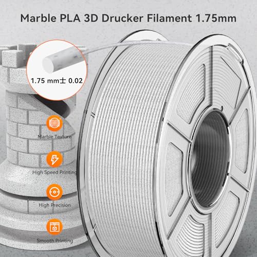 Image of TECBEARS Rapid Marble PLA Filament, PLA 3D Printer Filament for 600mm /s High-Speed Printing, Natural Rock-Like Texture, Fits Most FDM Printers,Marble White