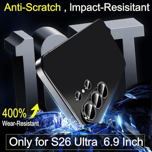 Image of Pack of 2 Camera Lens Protector for Samsung S26 Ultra Black HD Clear Camera Lens Case Friendly Scratch Resistant Lens Cover Full Coverage Camera Guard Waterproof Heavy Duty Camera Protector
