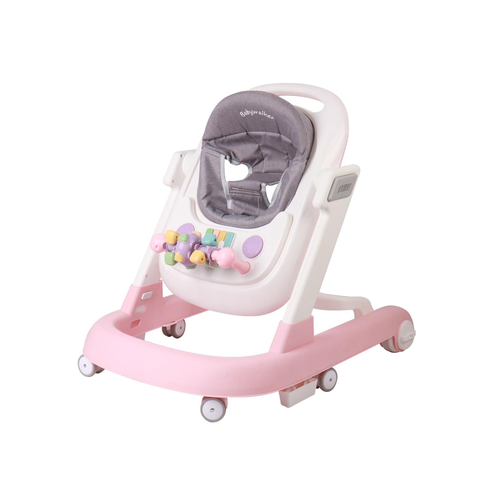 Andador escalable, andador con actividades, ajustables, arco de actividad ajustable con juguetes incluidos, para bebé de 6 a 12 meses, 60 x 55 x 70 cm, rosa