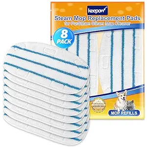 KEEPOW 8 Pack Microfibre Steam Mop Pads Compatible PurSteam ThermaPro 10-in-1