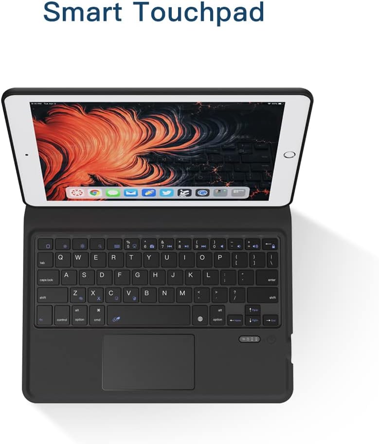 Diagram showing an iPad screen dimming and going to sleep as the keyboard case is closed, indicating the auto sleep function.