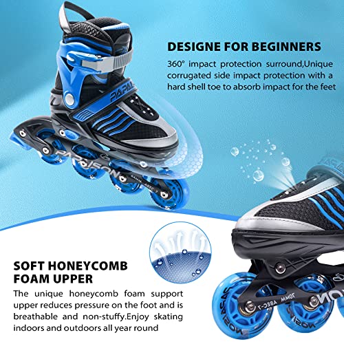 Papaison Adjustable Roller Blades Boys Ages 4-12, Inline Skates For Girls Kids With Full Light Up Wheels, Outdoor Illuminating Rollerblades For Children Teens Women #TOP4