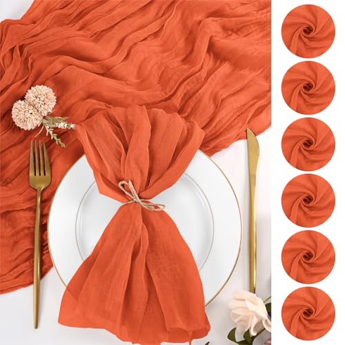 Lumaycens 50 Pack Orange Cloth Napkins 20x20Inch Cheesecloth Napkins