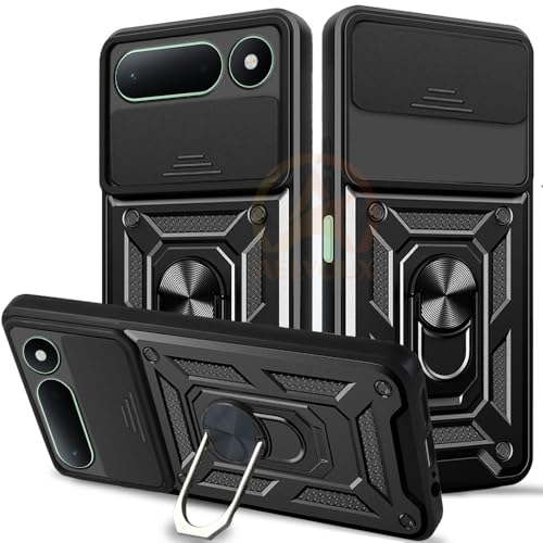 Image of Armor Bumper Back Cover Case for Tecno Spark 50 5G | Rotating Camera Cover, Ring Holder & Kickstand | Heavy Duty & 360 Degree Protection Back Cover (Black)