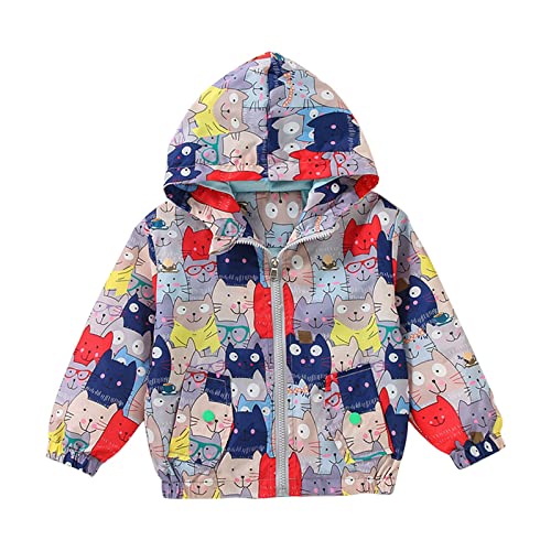 Chaqueta con estampado de animales para niños pequeños, chaqueta con cremallera y capucha, cortavientos, ropa de exterior, mono de esquí para niños, 92, gris, 5-6 años